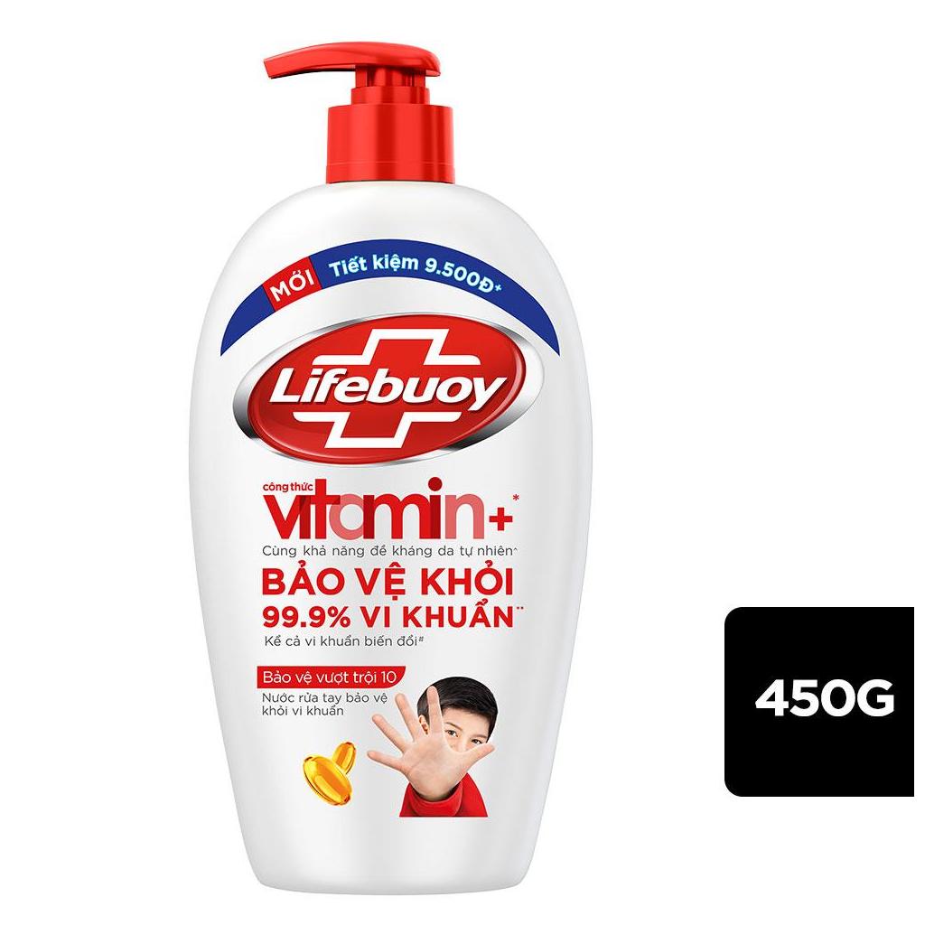 Nước rửa tay Lifebuoy Vitamin bảo vệ vượt trội 10 - chai 450g - BHX