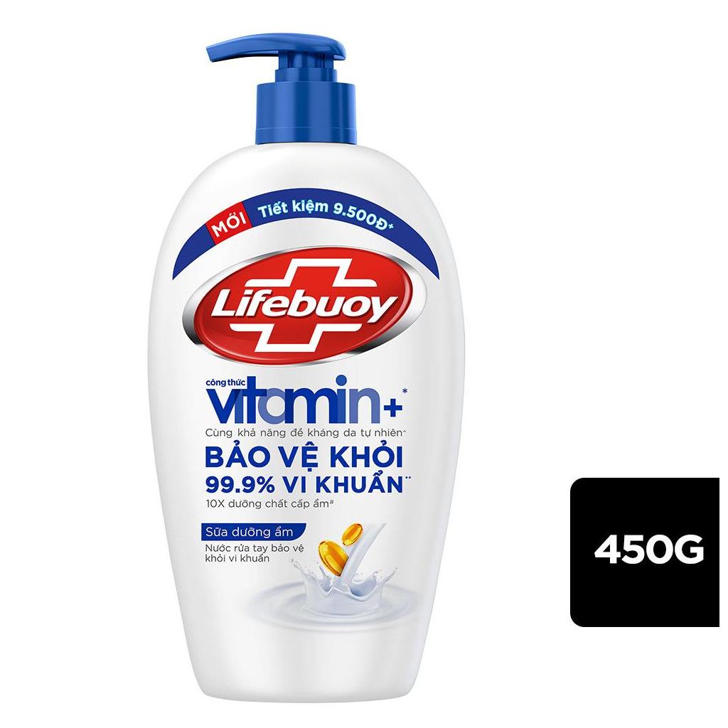 Nước rửa tay Lifebuoy Vitamin sữa dưỡng ẩm chai 450g
